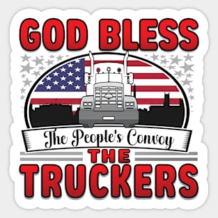 PEOPLES CONVOY US FLAG WASHINGTON DC 2022 RED BLACK WASHINGTON DC SKYLINE IN BACKGROUND Sticker